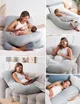 Подушка для беременных в форме U Momcozy Cooling Fabric Light Grey foto