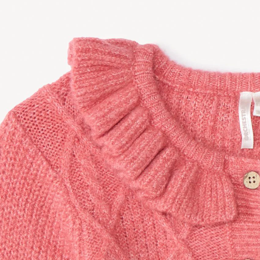 Orchestra Cardigan impletit cu guler cu volane Pink foto