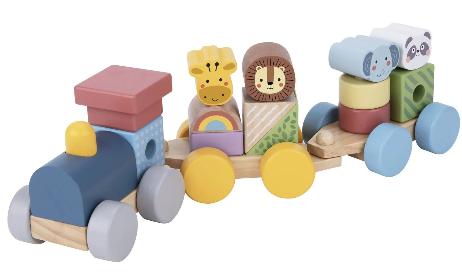 Деревянный поезд Tooky Toy с животными foto