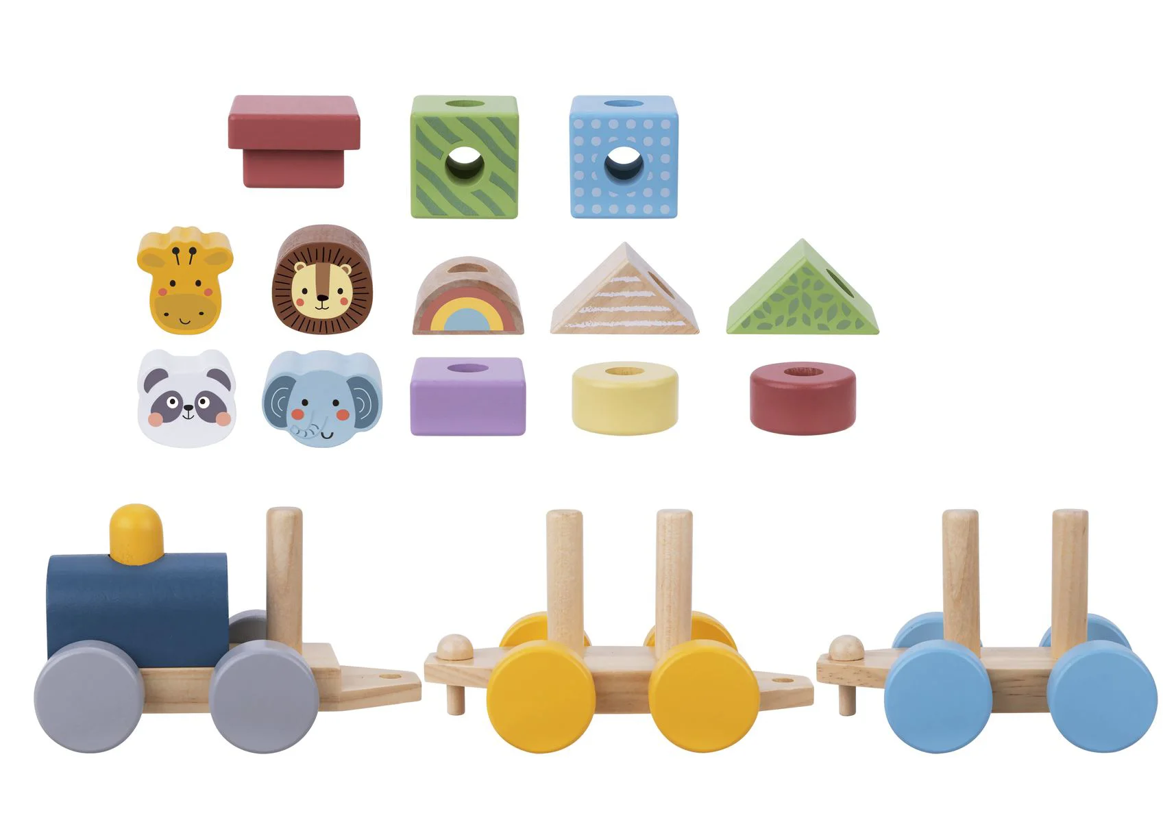 Деревянный поезд Tooky Toy с животными foto