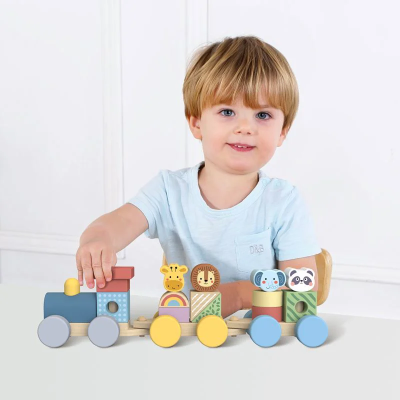 Деревянный поезд Tooky Toy с животными foto