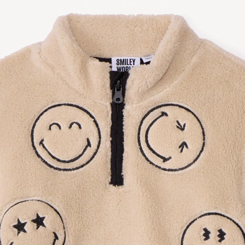 Orchestra Pulover cu fermoar Sherpa SmileyWorld Beige foto