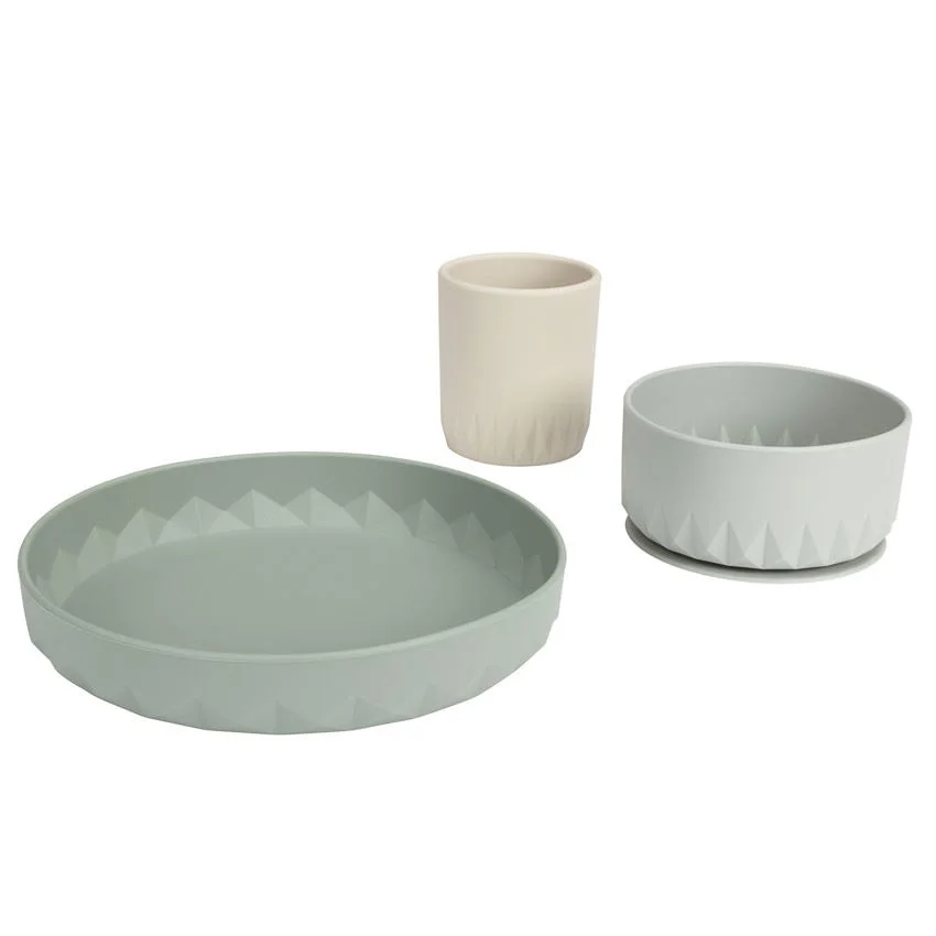 Set de vesela din silicon Premaman Origami Green, 3 piese foto