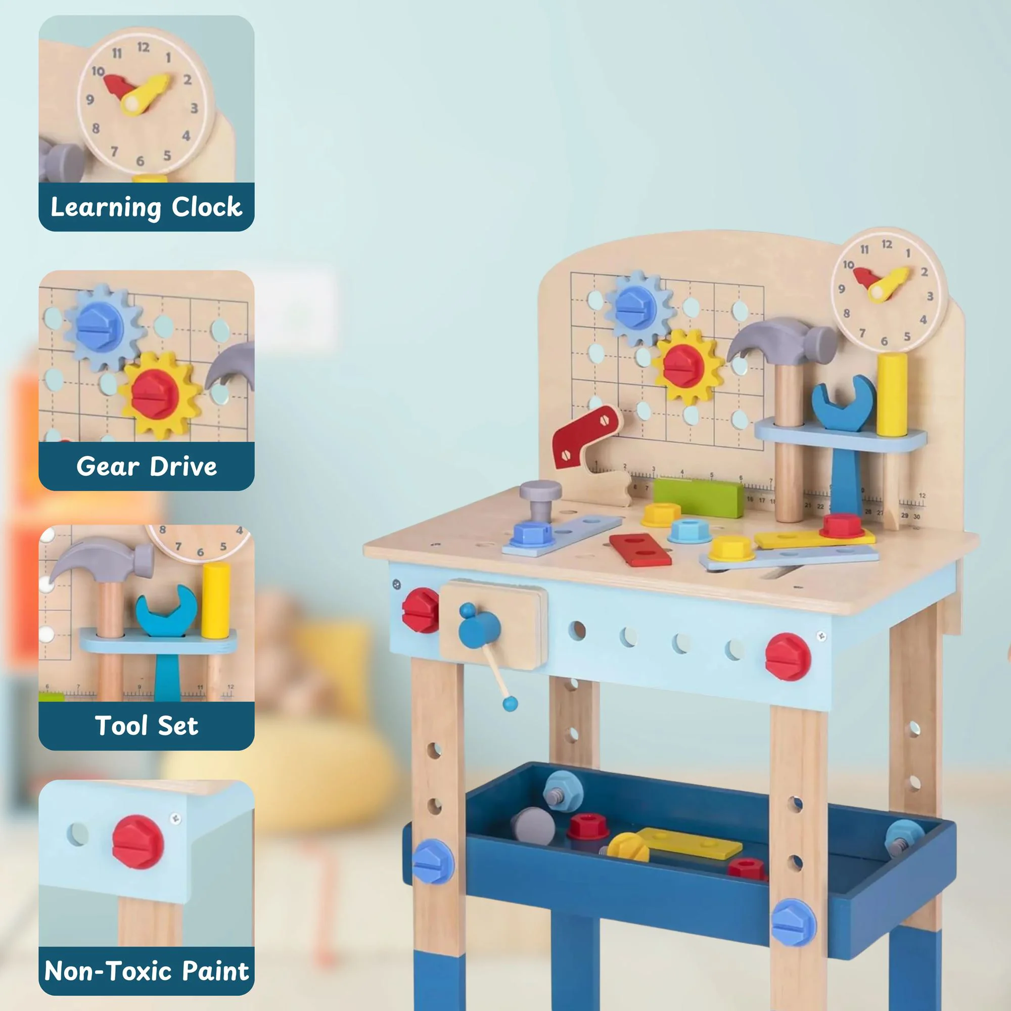 Setul de lemn Tooky Toy Atelier de instrumente foto