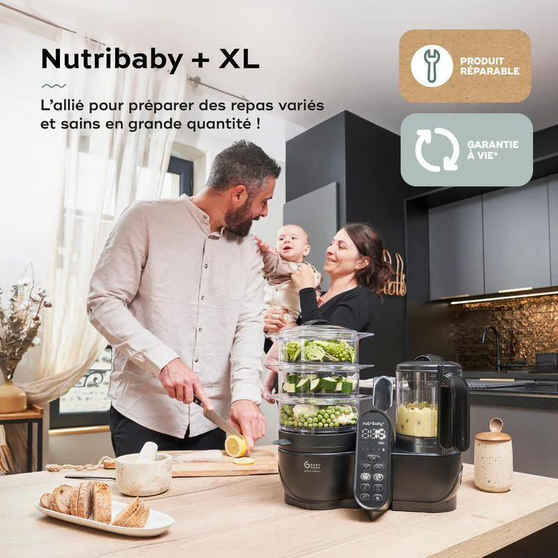 Robot multifunctional 5 in 1 Babymoov Nutribaby (+) XL Mineral Black foto