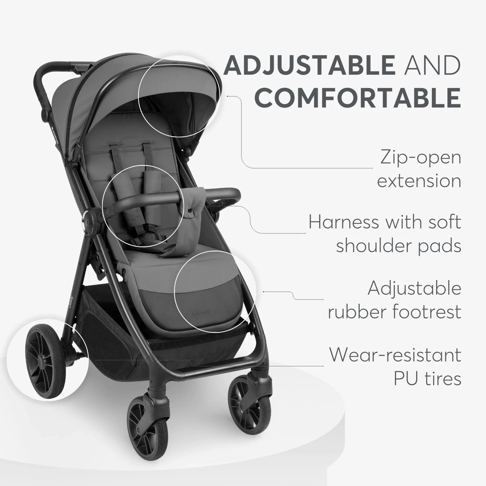Carucior de plimbare KikkaBoo Jody Dark Grey foto