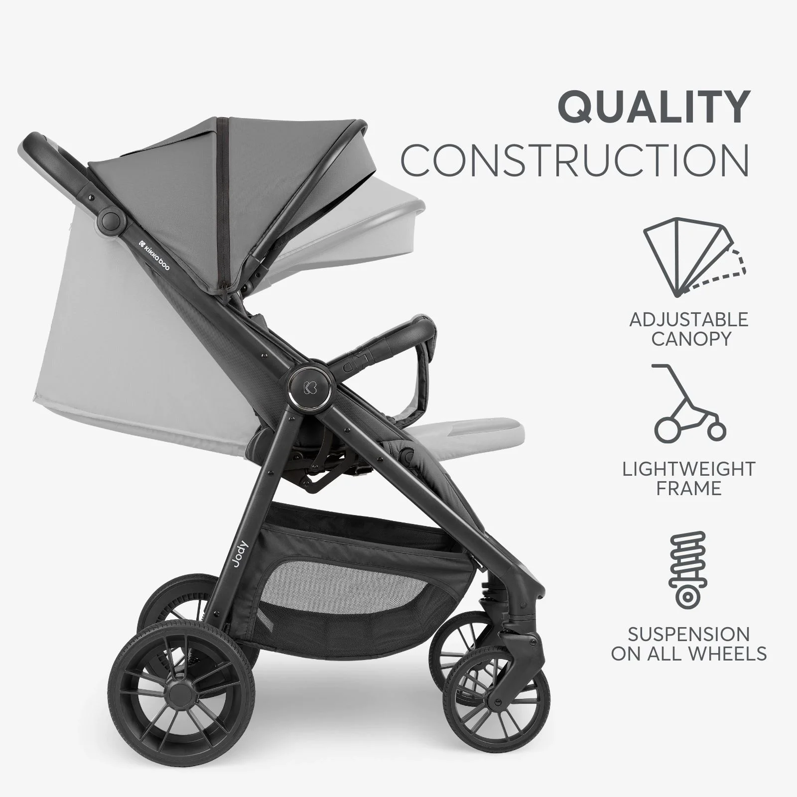 Carucior de plimbare KikkaBoo Jody Dark Grey foto