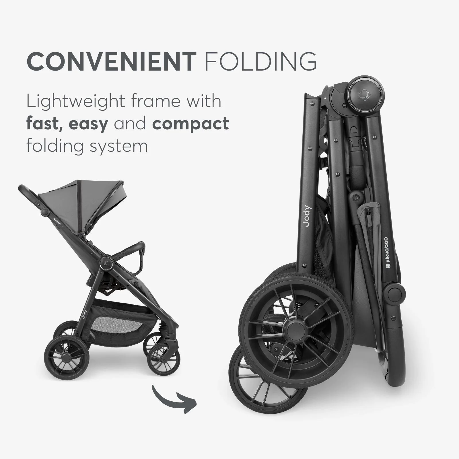 Carucior de plimbare KikkaBoo Jody Dark Grey foto
