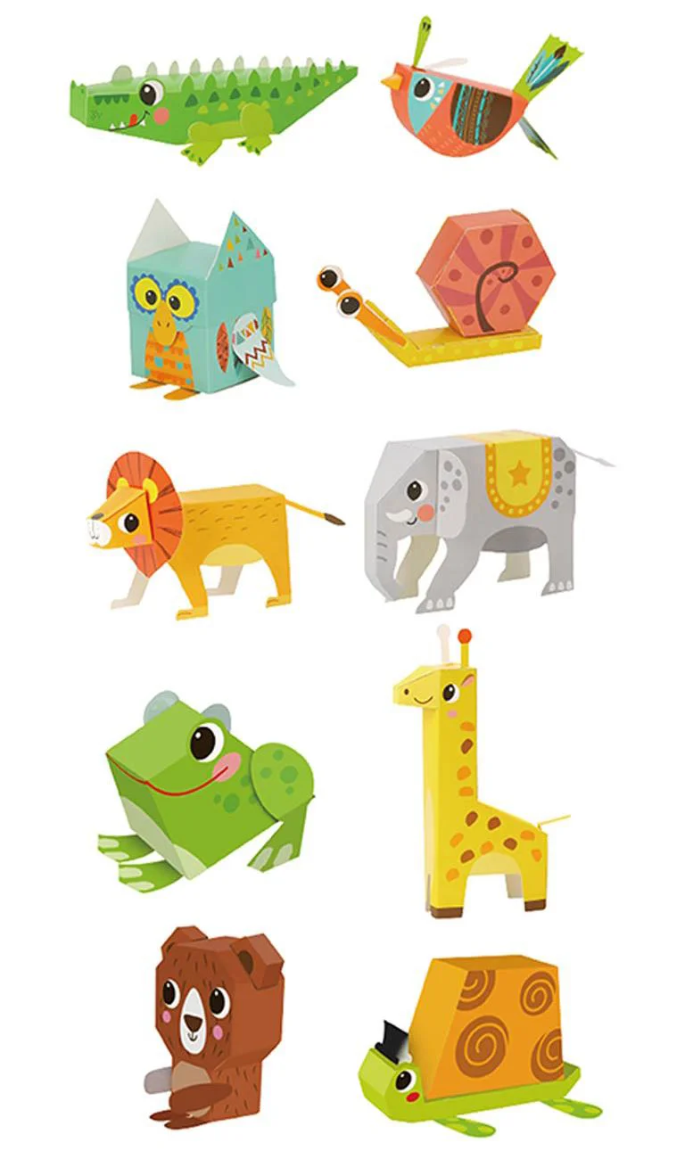 Set 3D origami Tooky Toy Animale salbatice, 10 modele foto