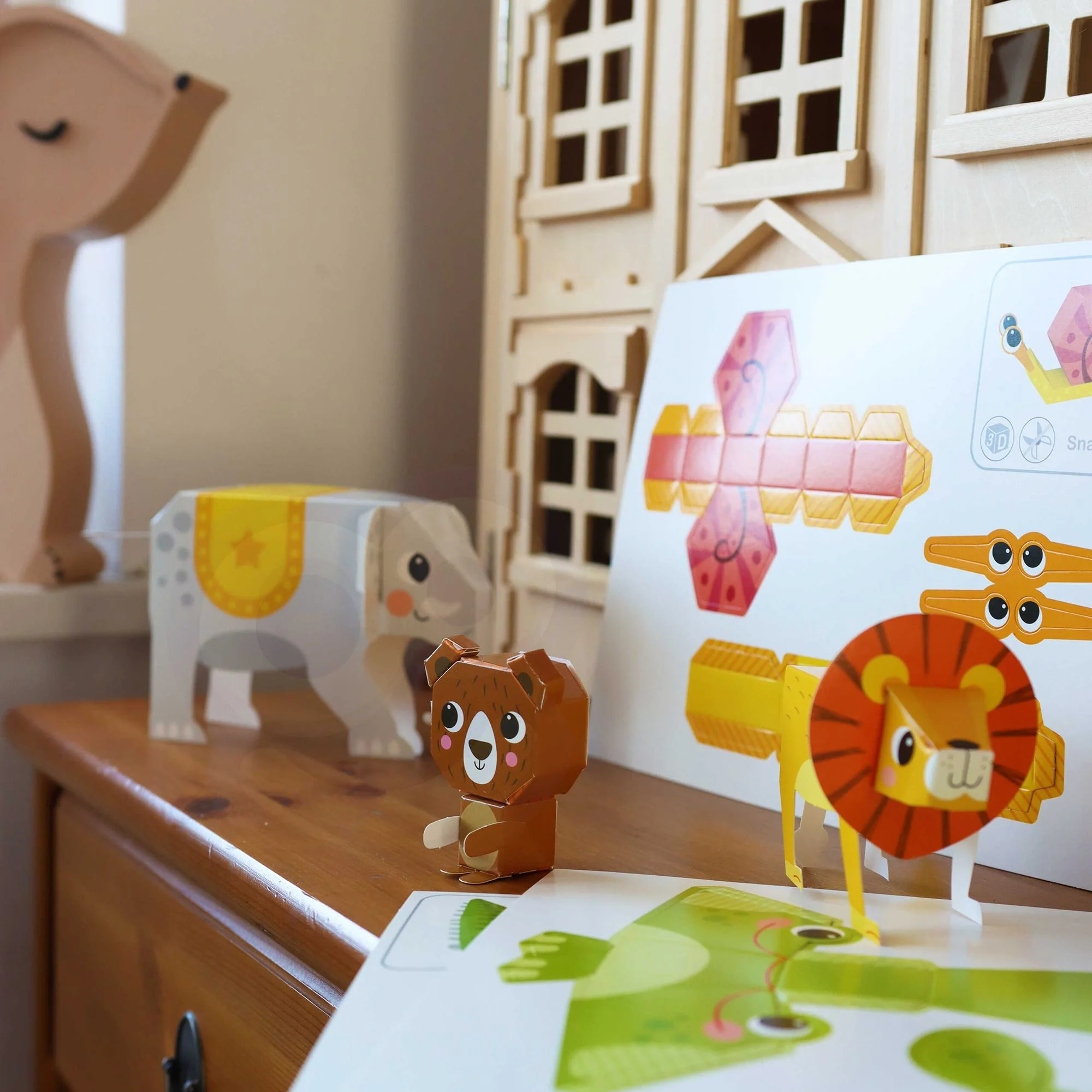 Set 3D origami Tooky Toy Animale salbatice, 10 modele foto