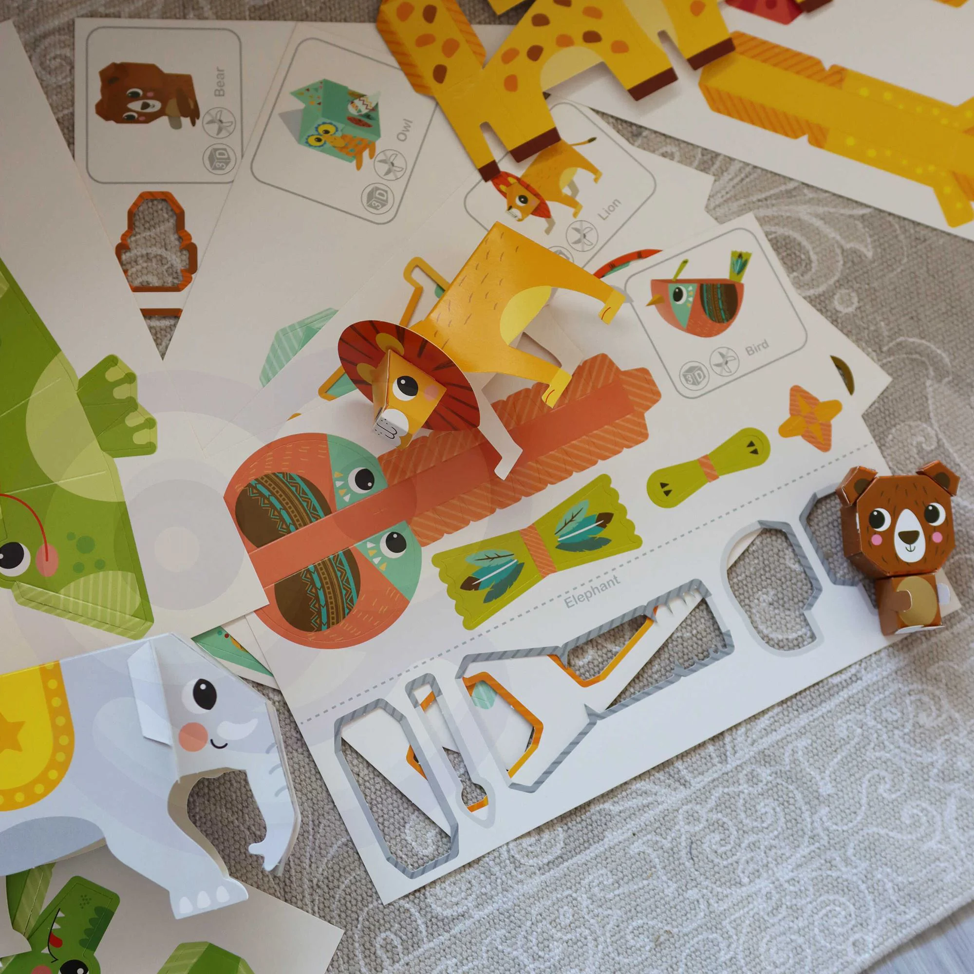 Set 3D origami Tooky Toy Animale salbatice, 10 modele foto