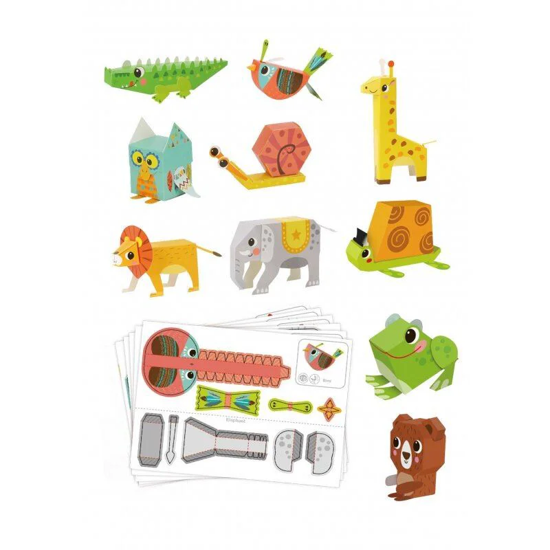 Set 3D origami Tooky Toy Animale salbatice, 10 modele foto