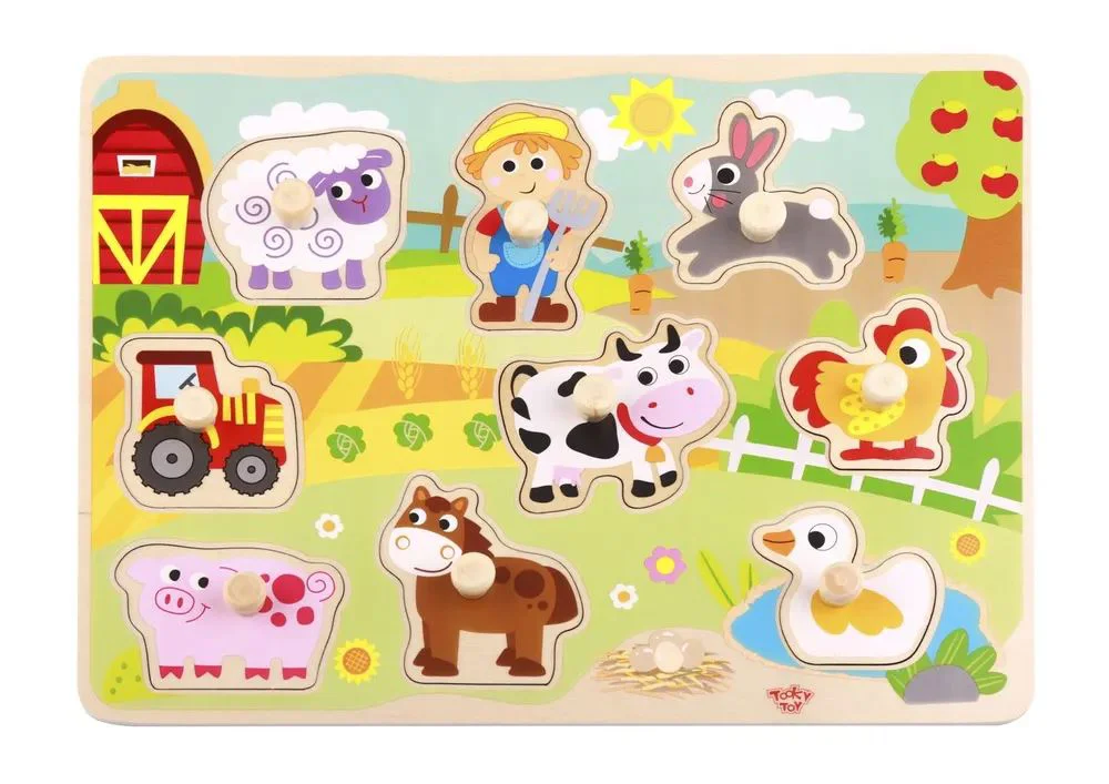 Puzzle din lemn Tooky Toy Ferma foto