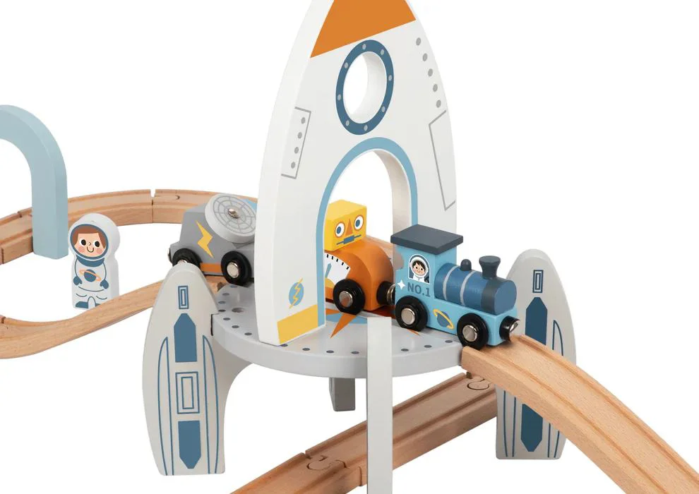 Деревянная железная дорога Tooky Toy «Космическая станция» foto