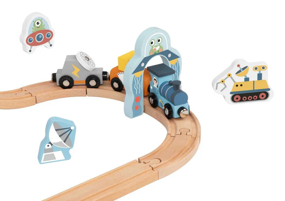 Деревянная железная дорога Tooky Toy «Космическая станция» foto
