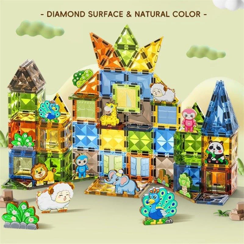 Set de constructie magnetic Paradisul Animalelor, 116 el. foto