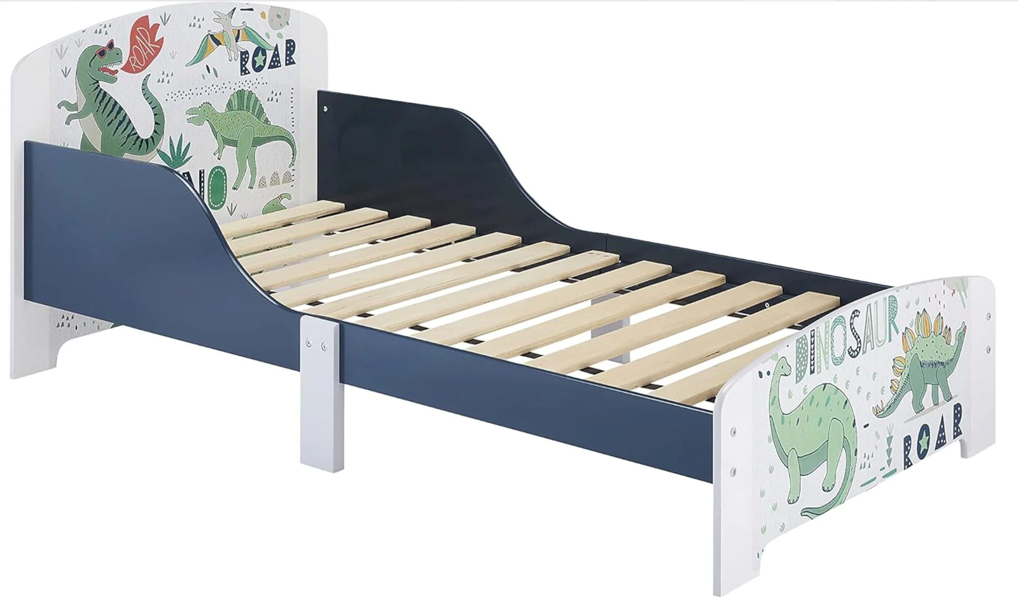 Pat pentru copii U-grow Junior cu protectii laterale, Dinozauri foto
