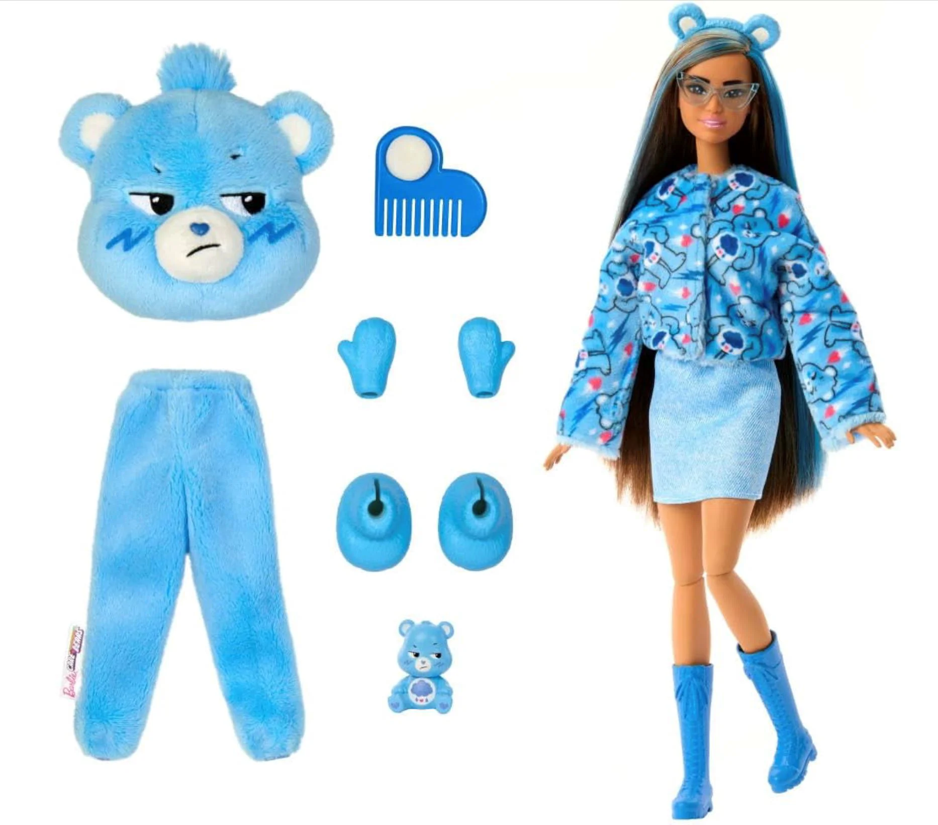 Papusa Barbie In costum de plus de ursulet foto