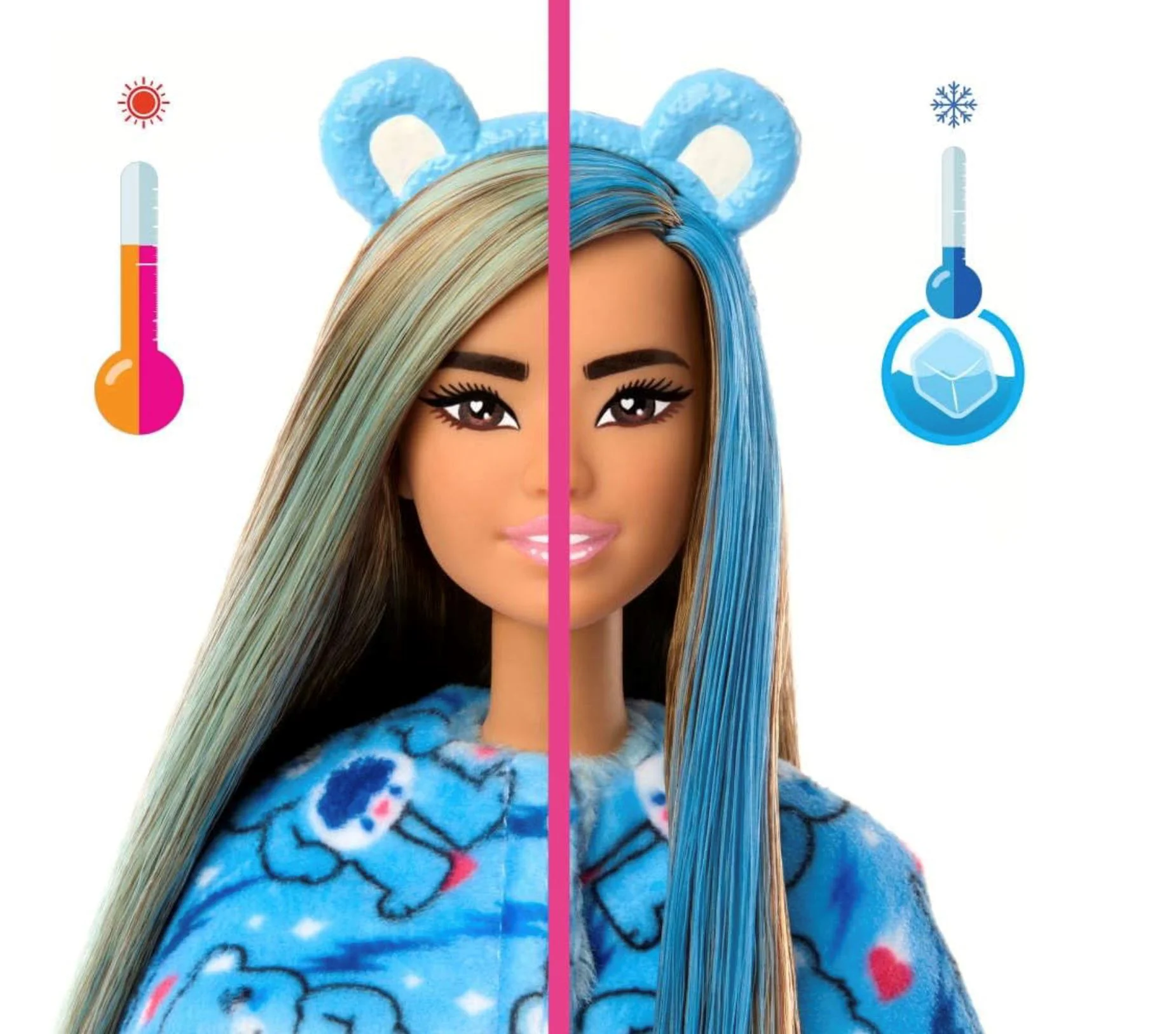 Papusa Barbie In costum de plus de ursulet foto