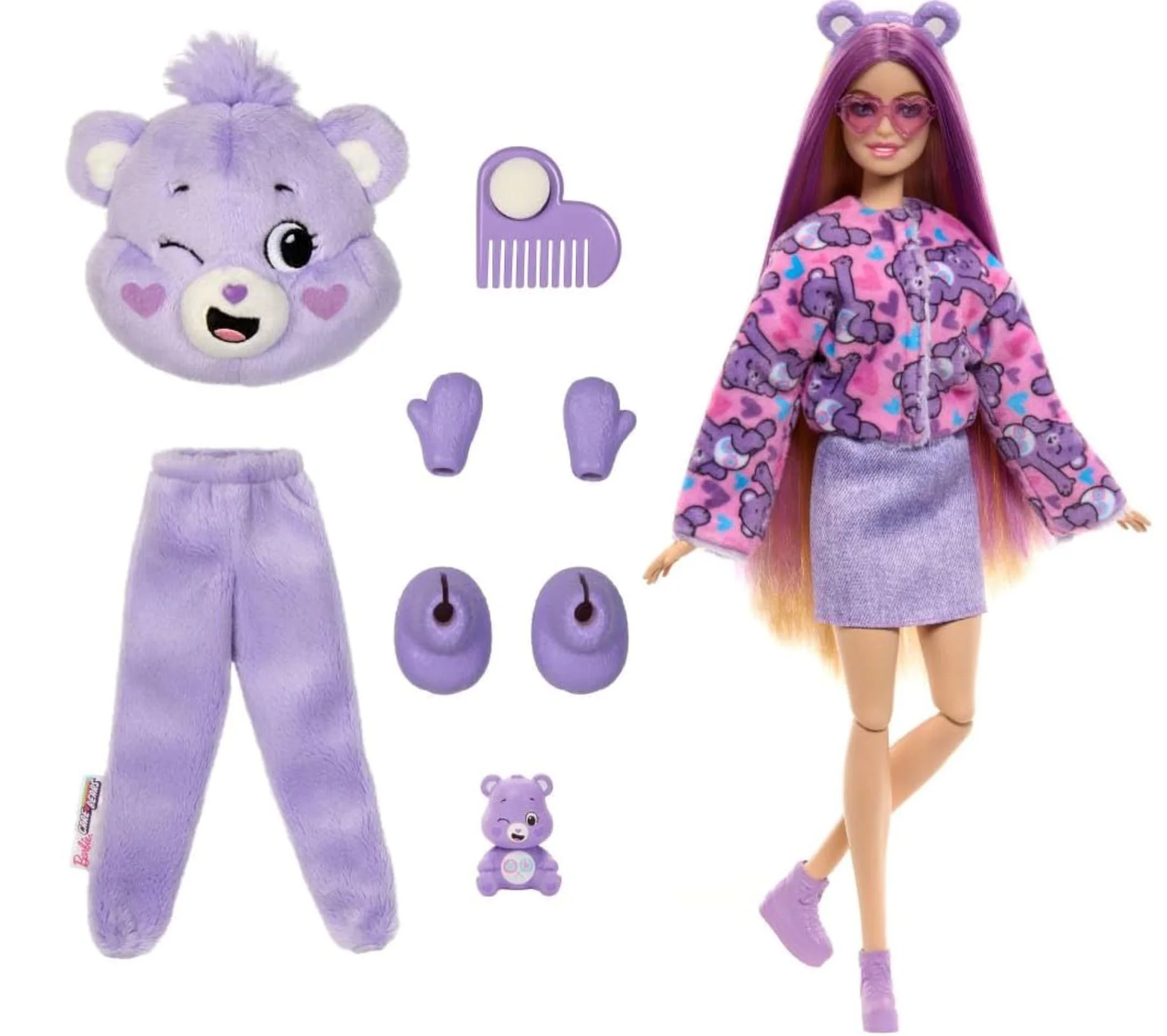 Papusa Barbie In costum de plus de ursulet, Mov foto