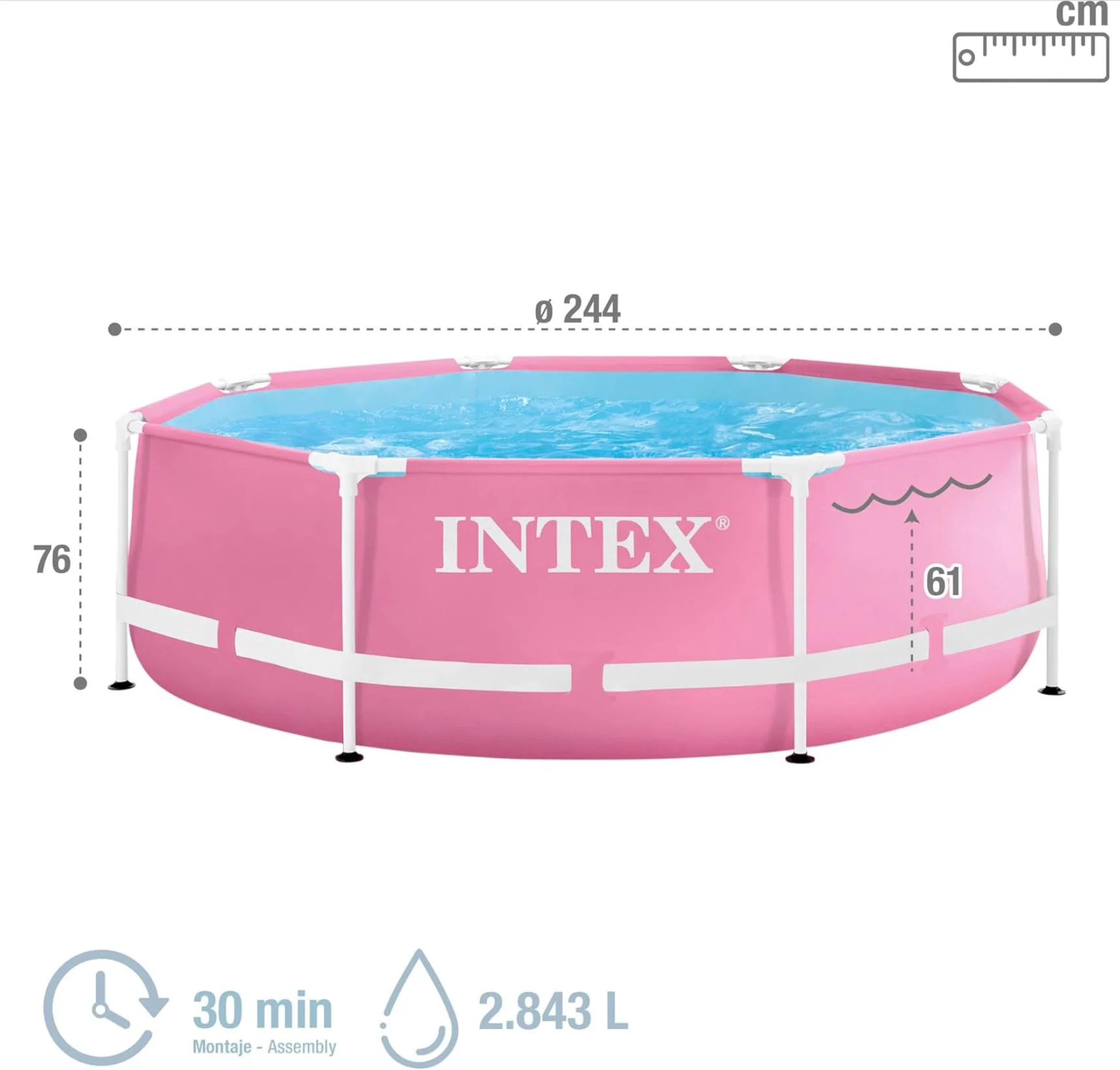 Piscina INTEX Roz cadru metalic, 244х76сm, 2843L foto