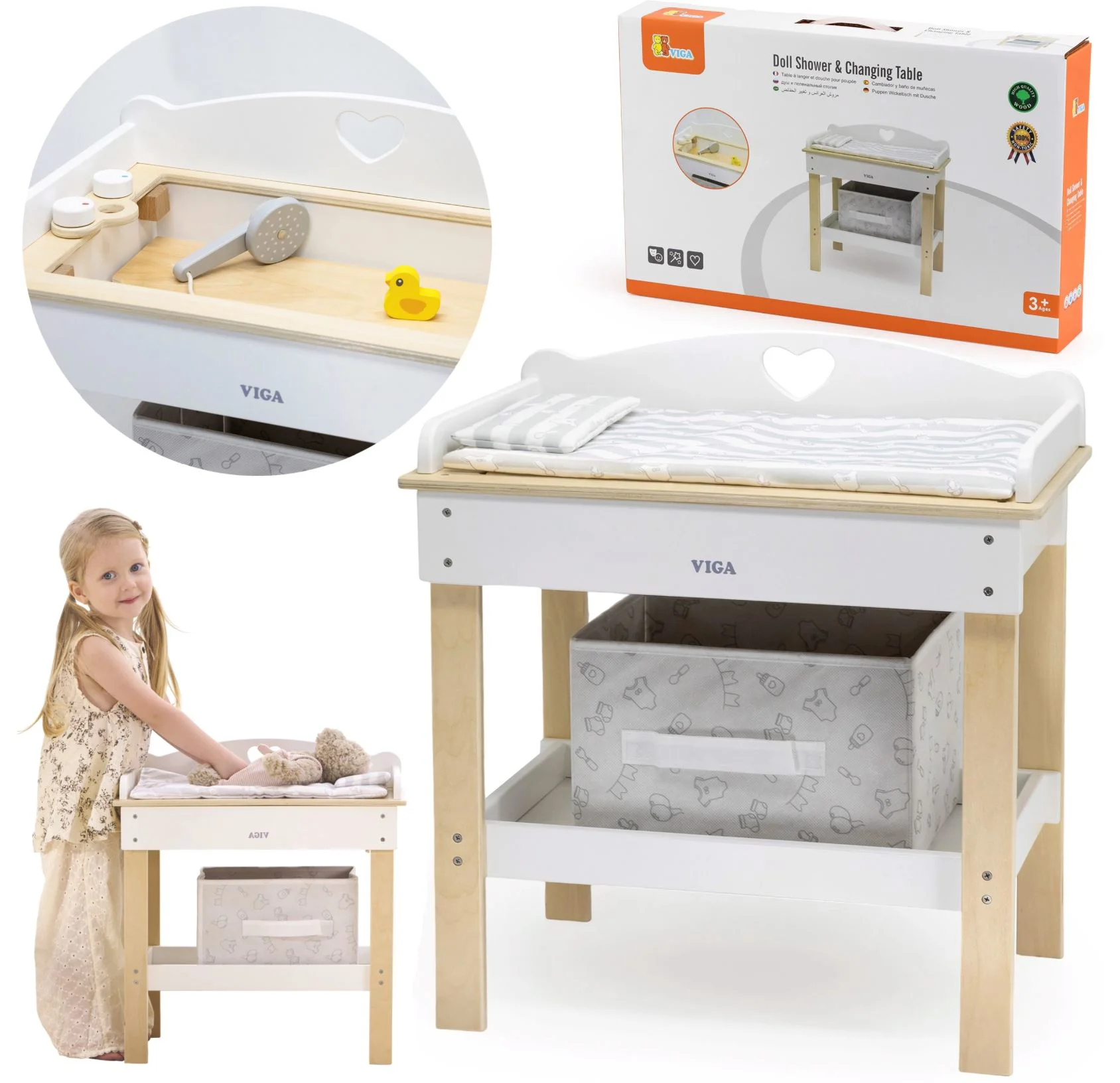 Jucarie din lemn 2 in 1 Viga Toys Masa de schimb pentru papusi foto