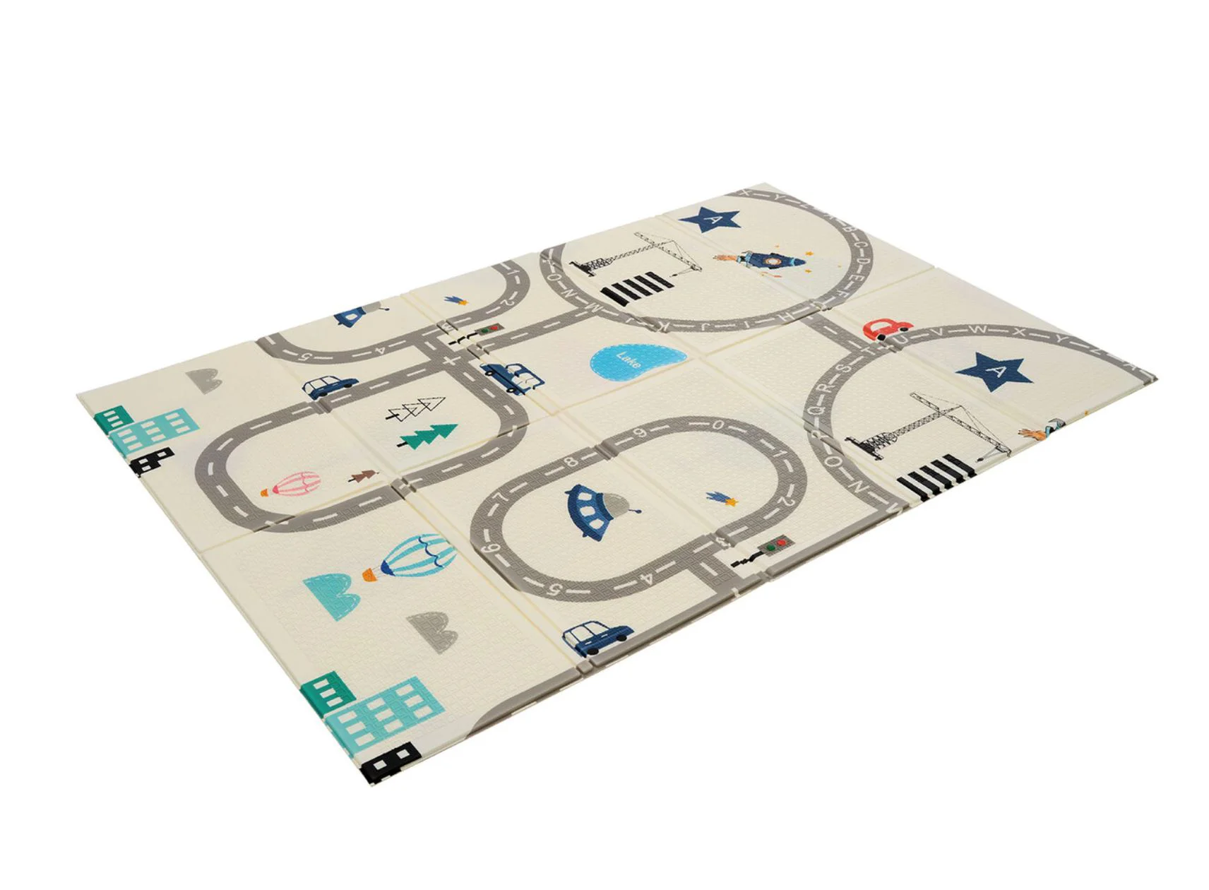 Covoras educativ U-grow cu 2 fete din spuma, Trafic rutier, 180x120x1cm foto