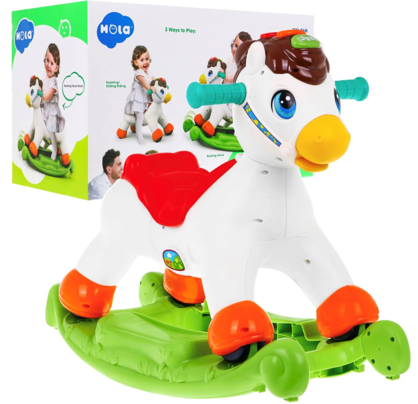 Качалка 2 в 1 Hola Toys Пони для верховой езды foto