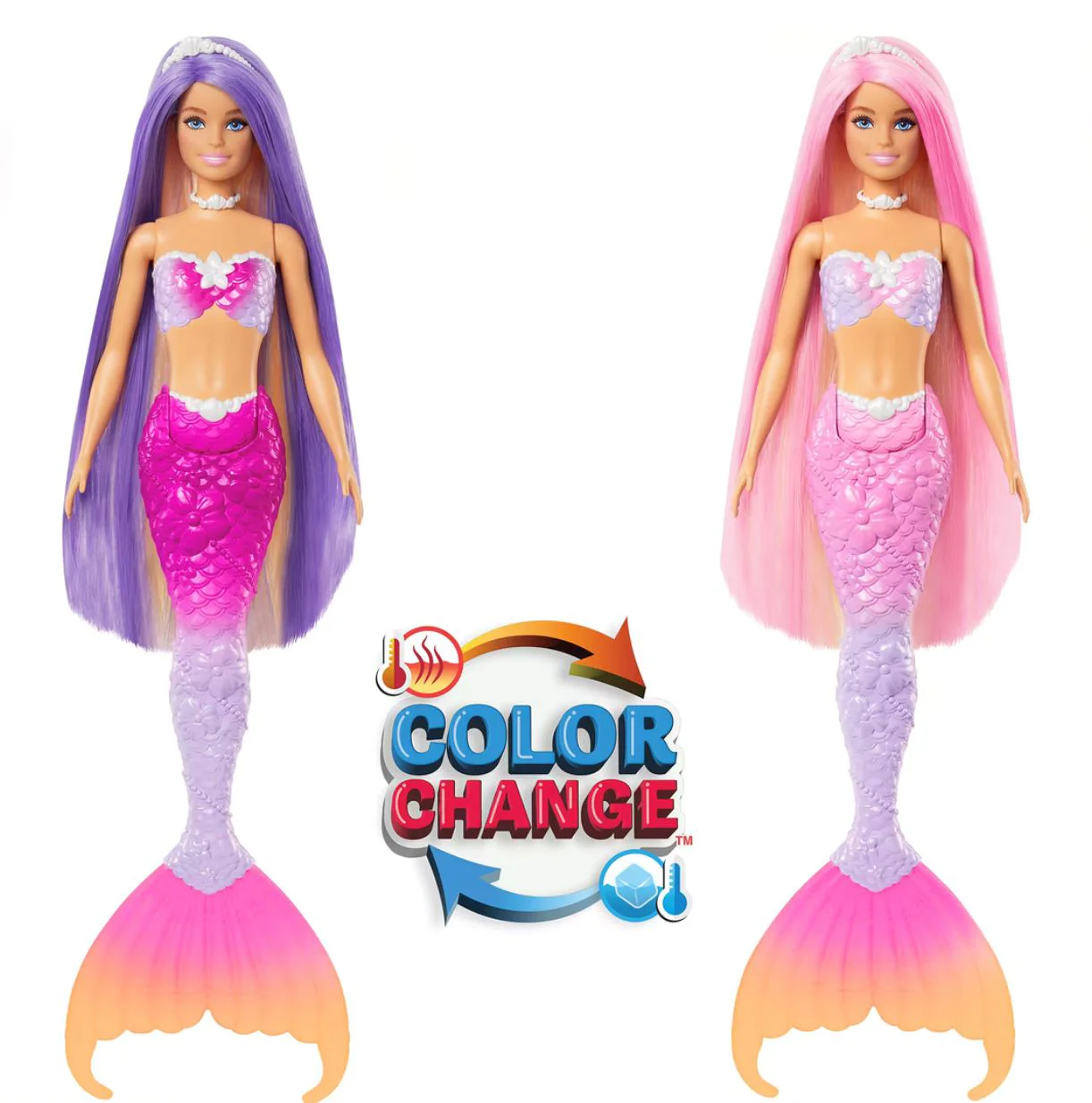 Set de joaca Barbie Sirena care isi schimba culoarea, cu accesorii foto