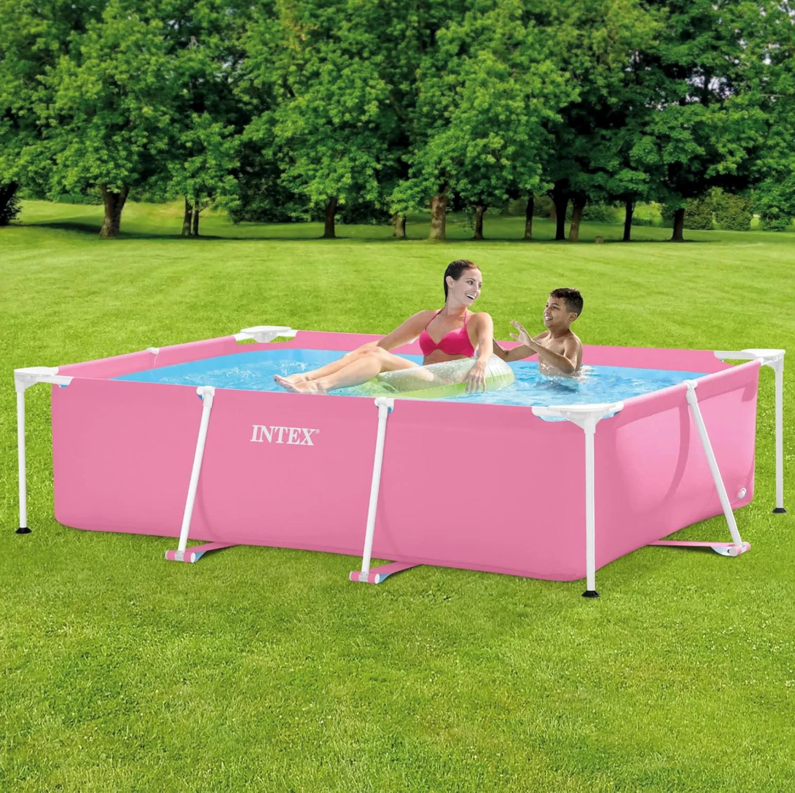 Piscina Rectangulara INTEX  220х150х60сm, 1622L, cadru metalic, roz foto