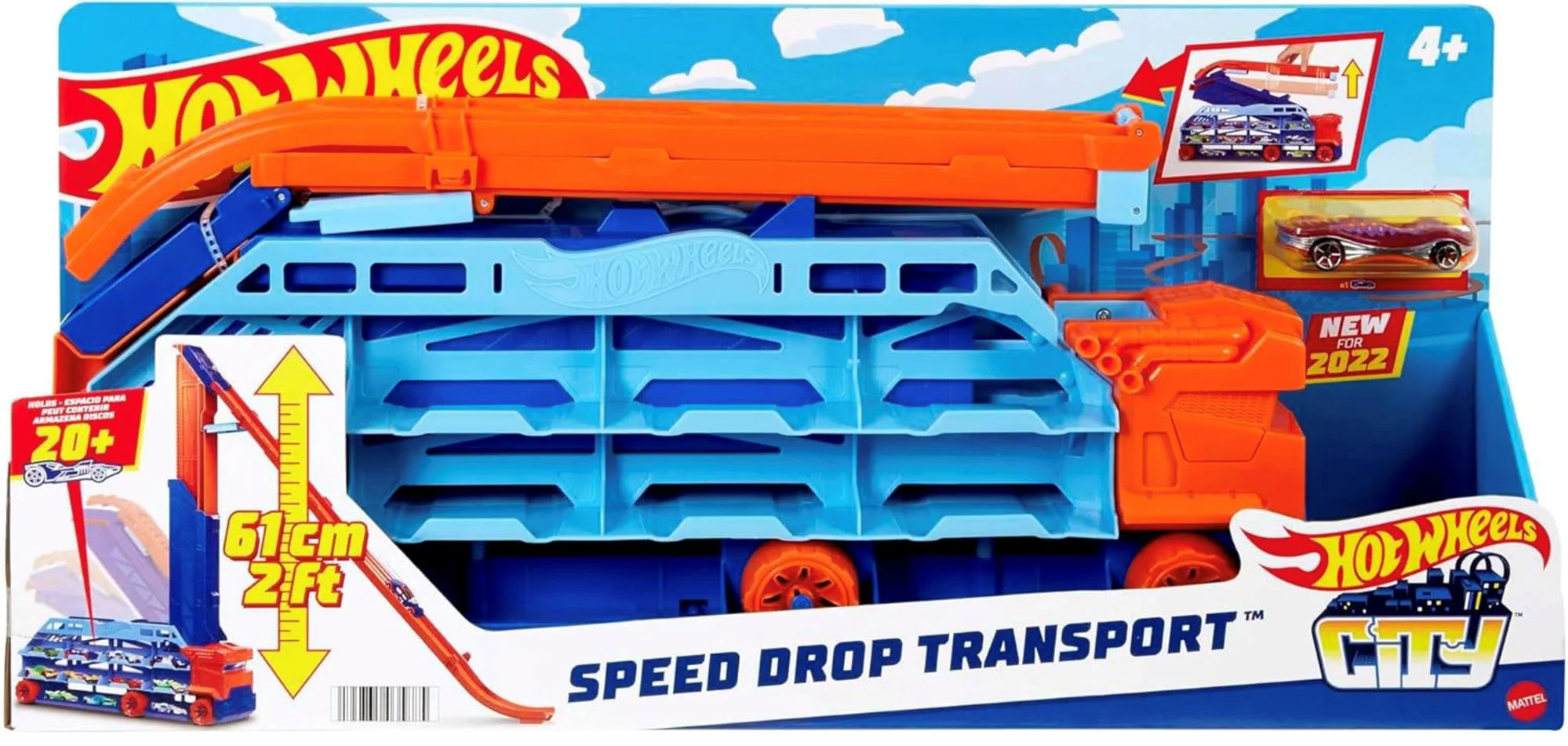 Set de joaca Hot Wheels City, Transportator masini si pista de lansare foto