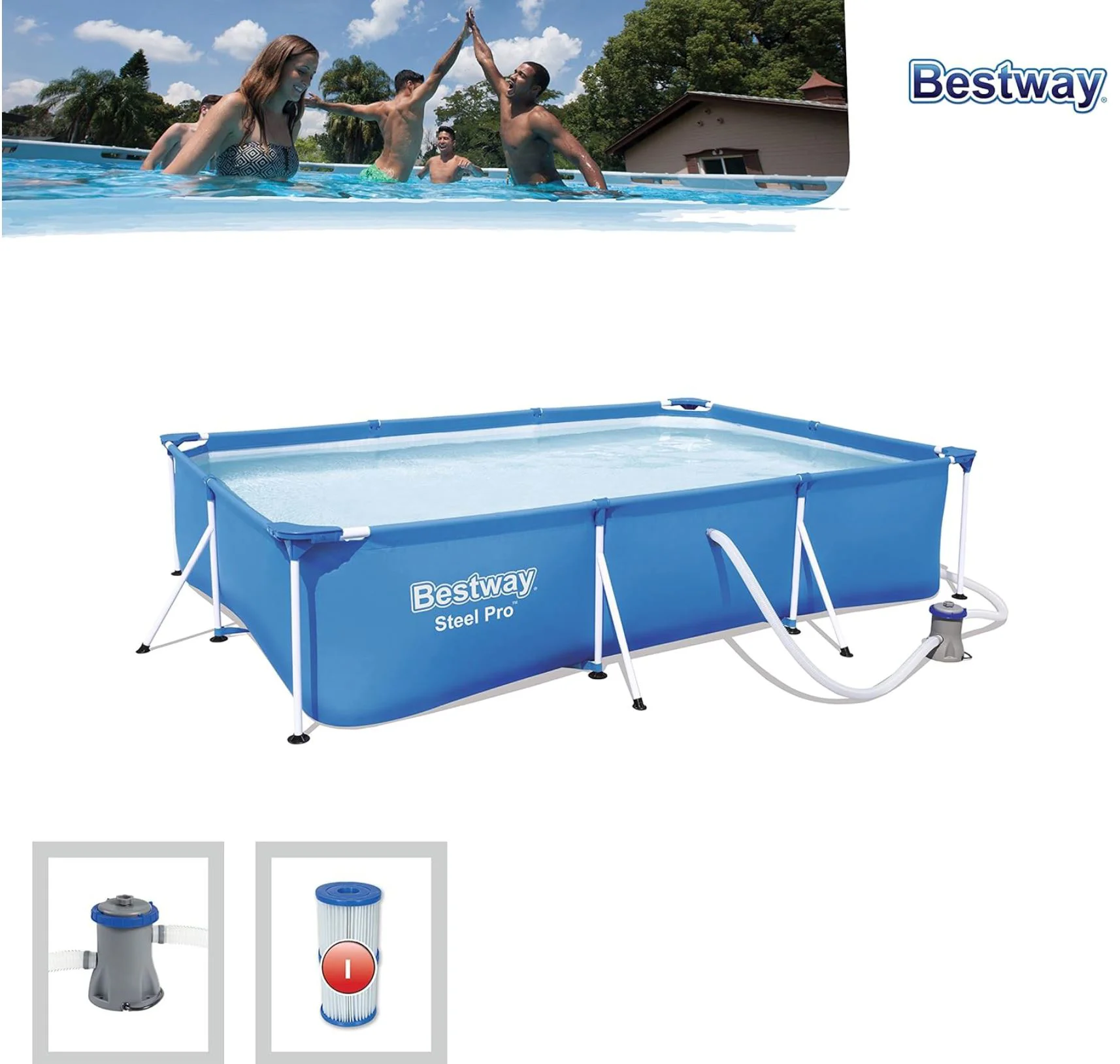 Piscina Bestway Steel Pro 300x201x66cm, 3300L, carcas metal foto