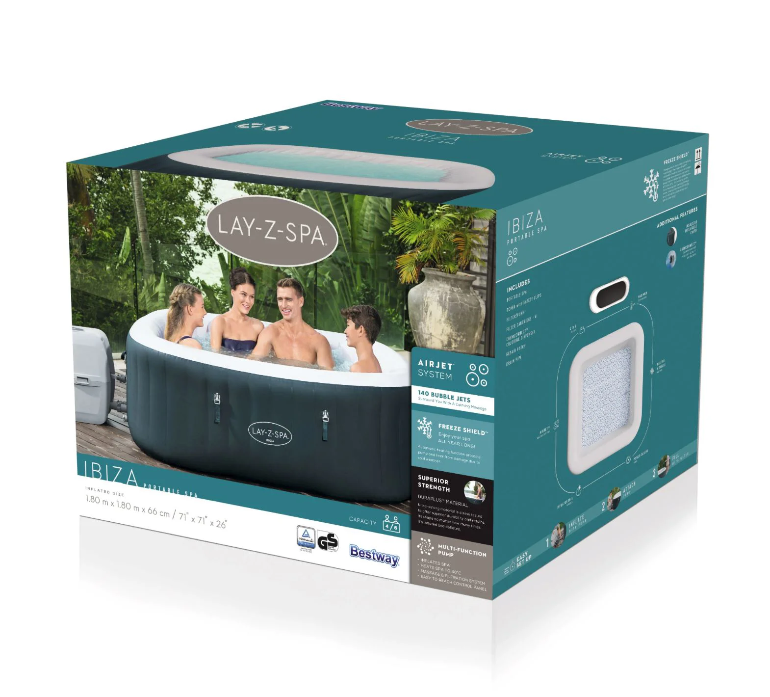 Jacuzzi Bestway SPA Ibiza AirJet, 180x66cm, 778L, 4-6 persoane foto