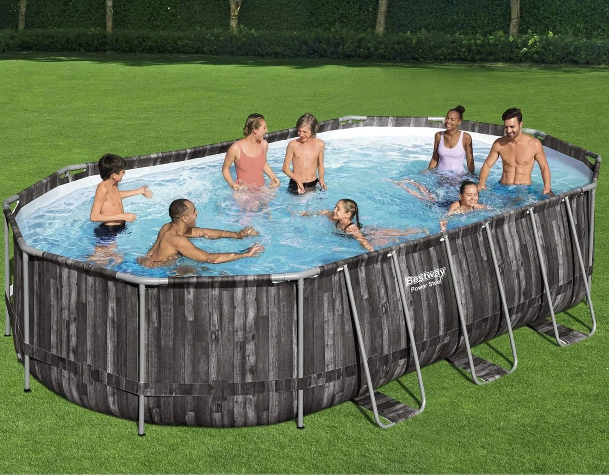 Piscina Bestway Power Steel Oval, 610x366x122cm, 20241L, carcas metal foto