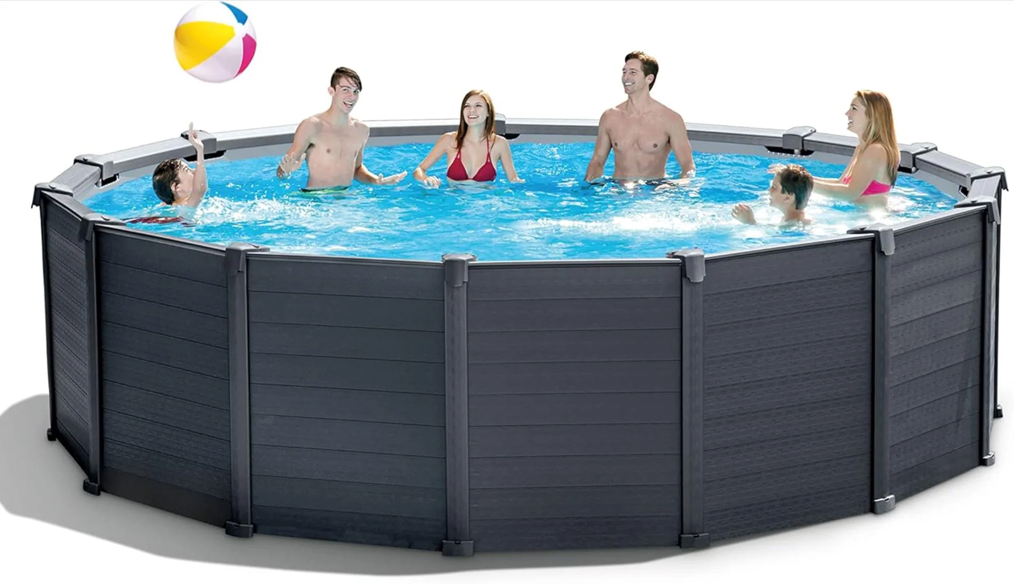 Бассейн INTEX Graphite gray panel 478Х124cm, 16805L, металлический каркас foto