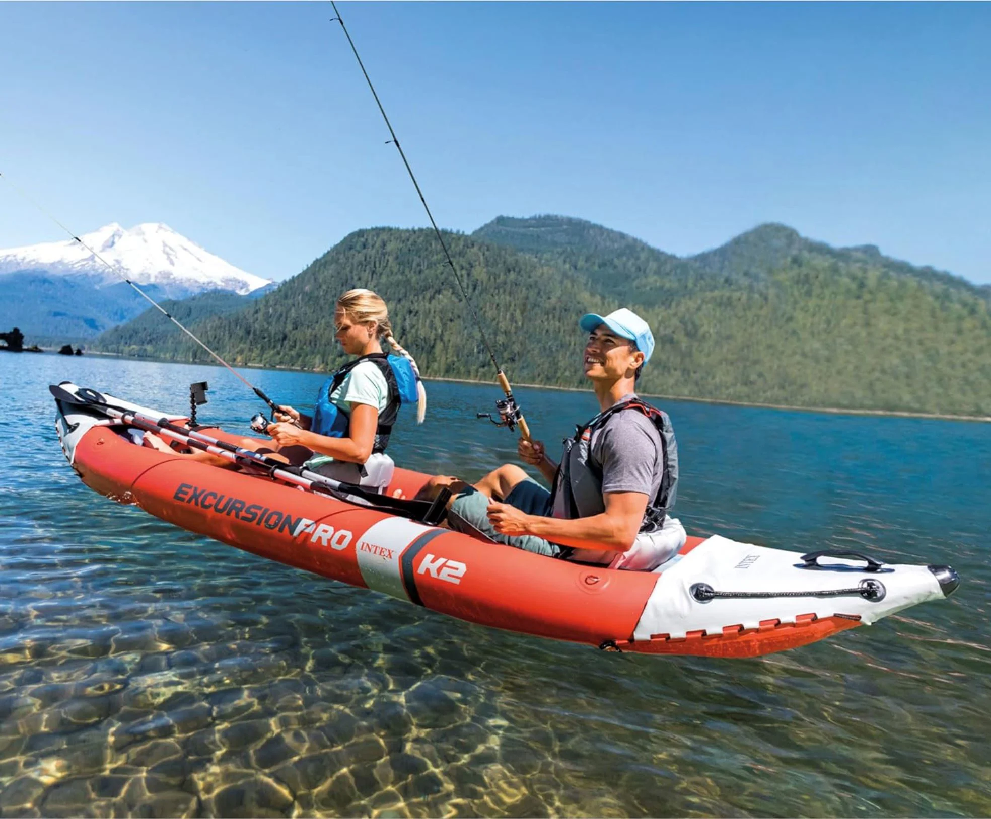 Надувной каяк INTEX Excursion Pro K2, с веслами и насосом, 384x94x46 см, до 180 кг foto