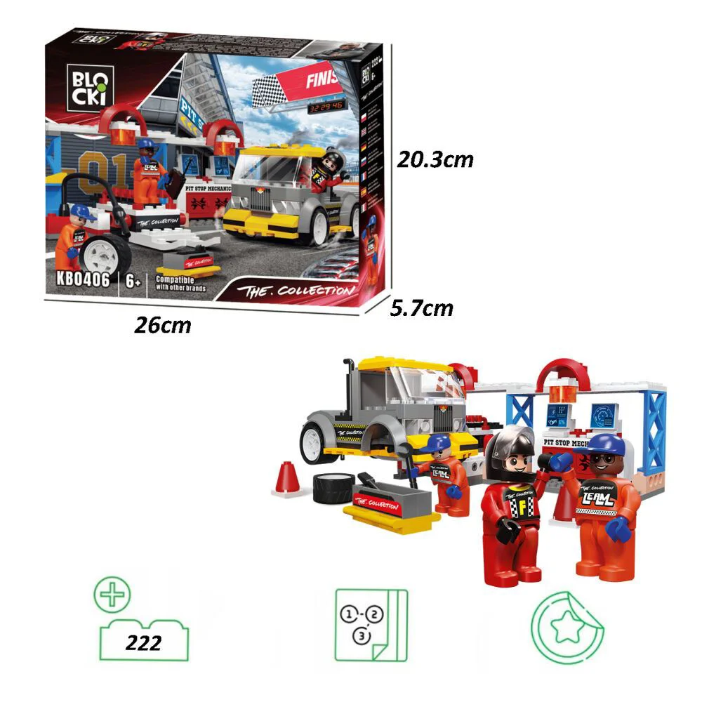 Set de constructie Blocki Racing Car Service - Pit Stop, 207 el. foto