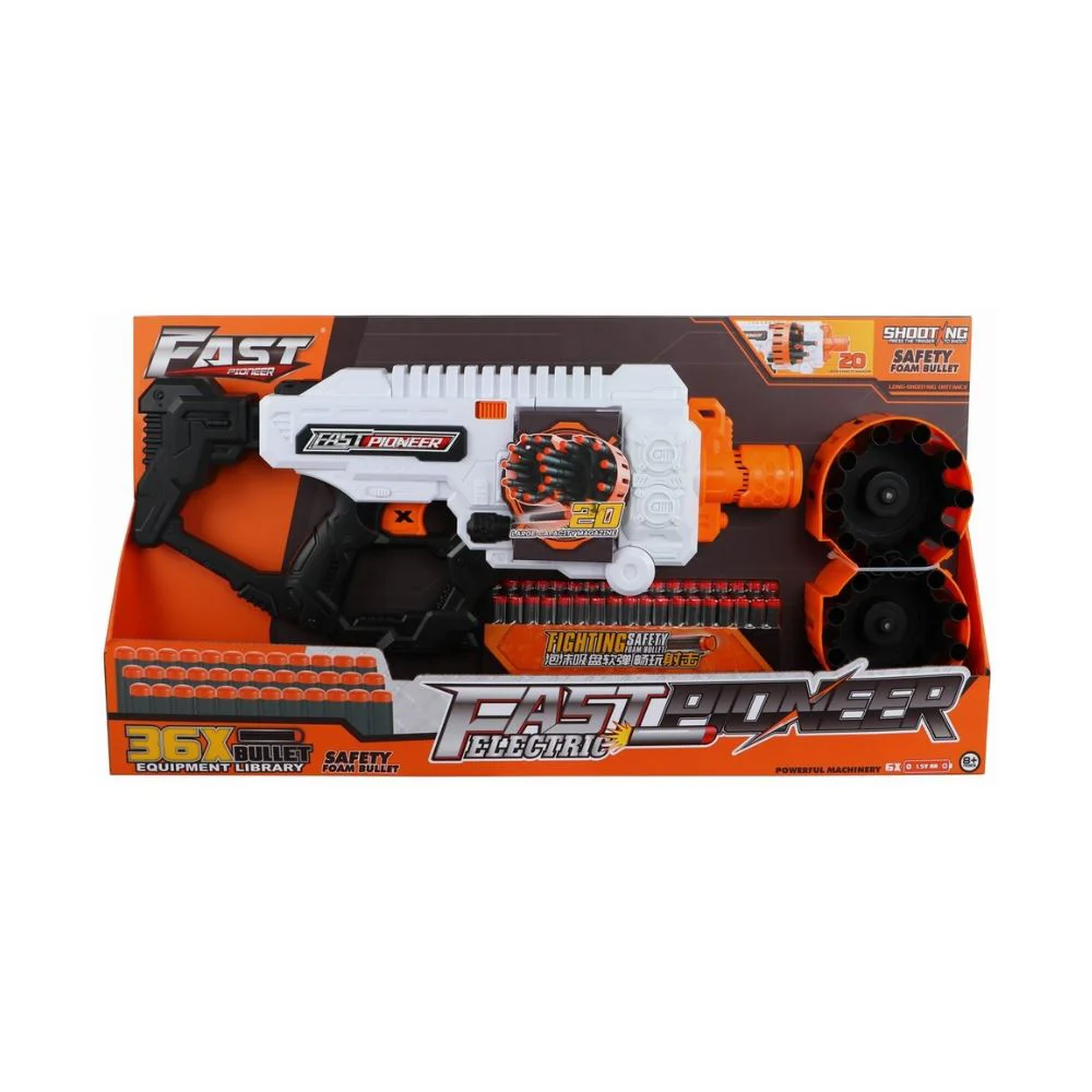 Arma electrica Fast Pioneer cu gloante din spuma si cilindru rotativ, 36 proiectile foto