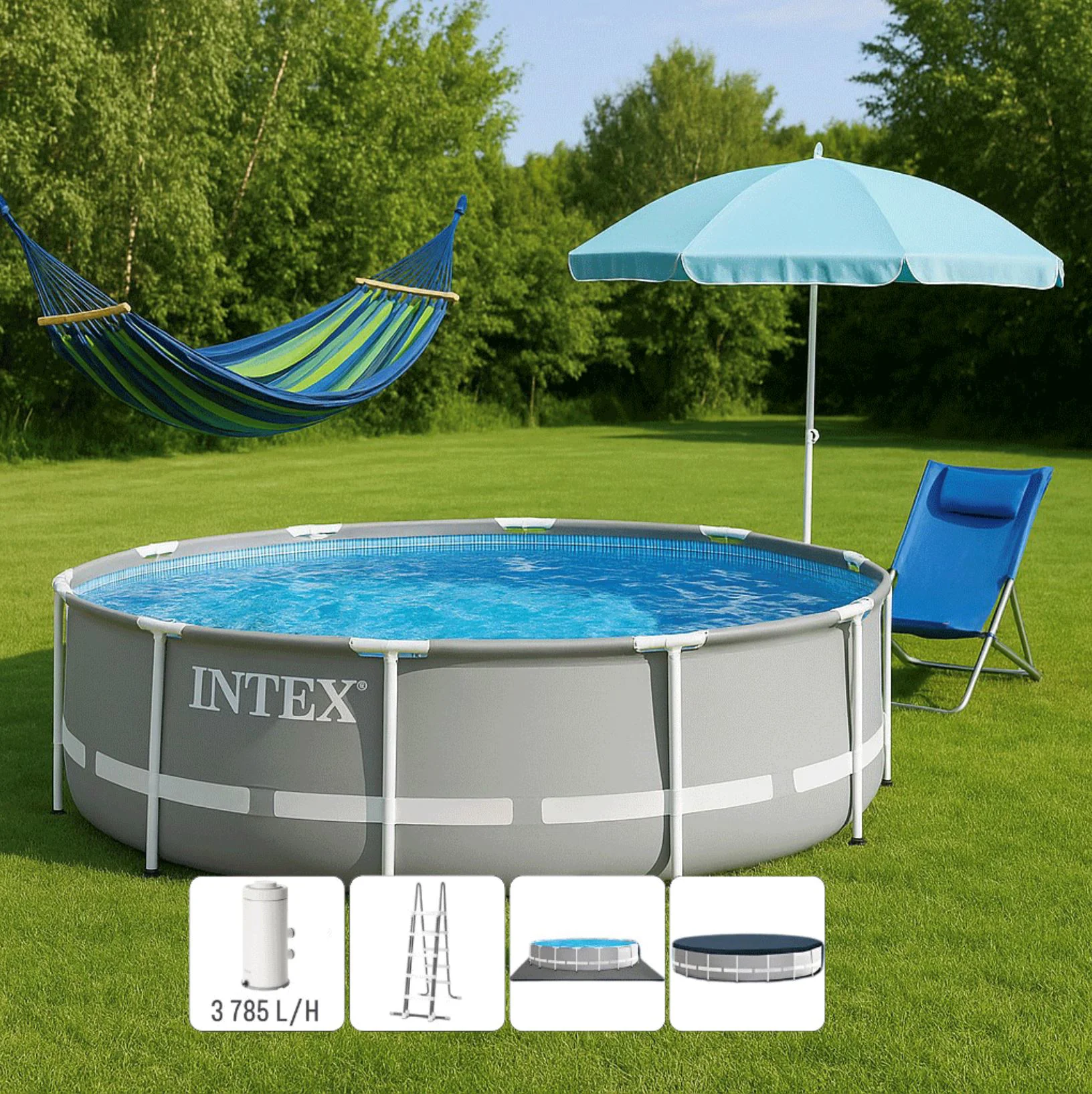Piscina INTEX Prism Frame Premium 427x107cm, 12706L, cadru metalic foto