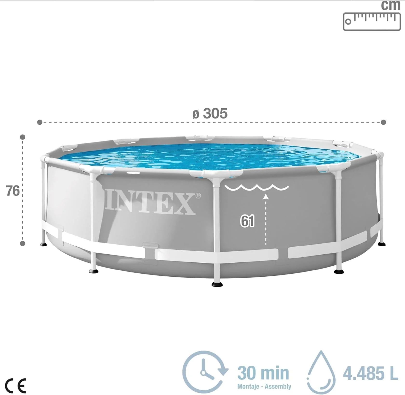 Piscina INTEX PRISM FRAME PREMIUM 305x76cm, 4485L, cadru metalic foto