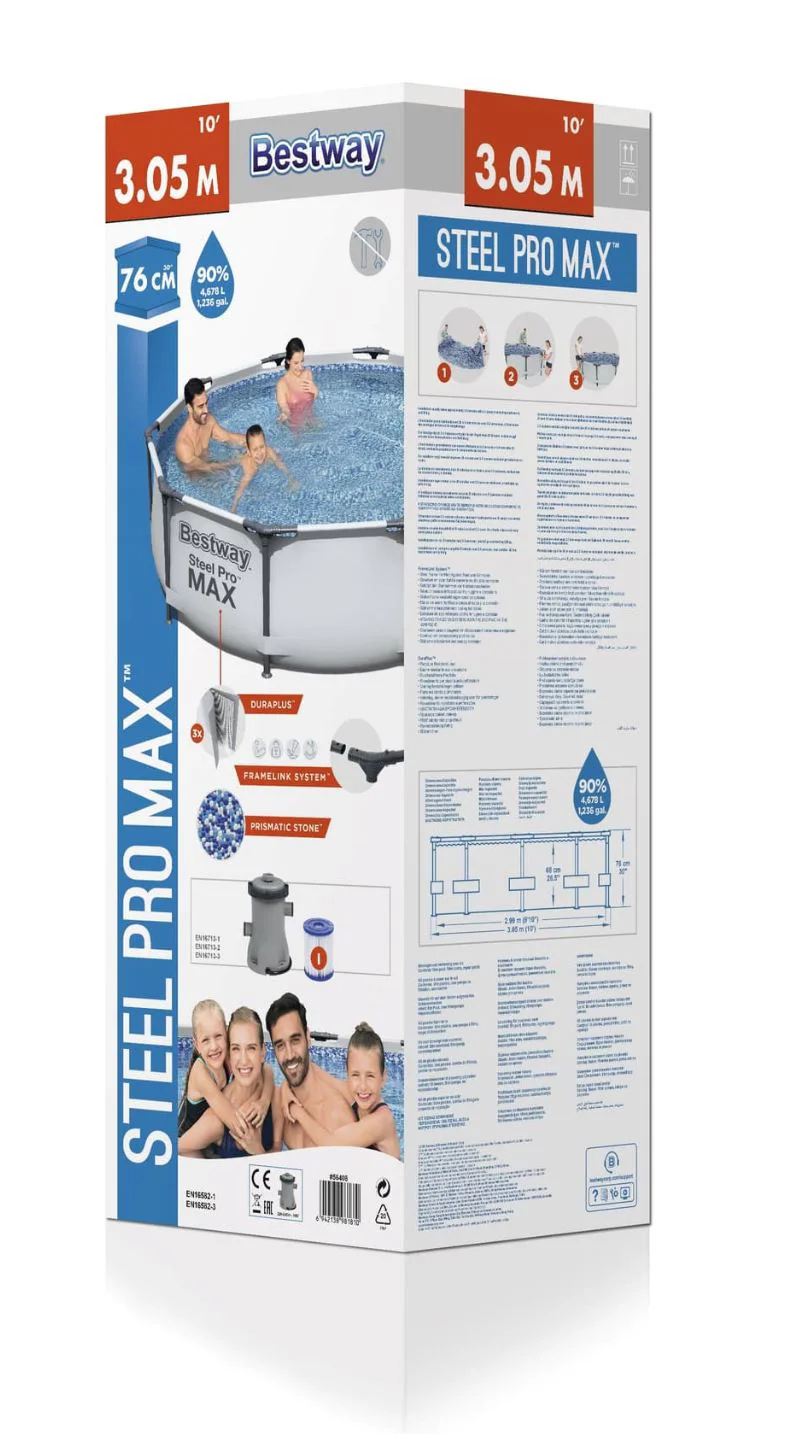 Бассейн Bestway Steel Pro Max 305x76 см, 4 678 л, металлический каркас foto