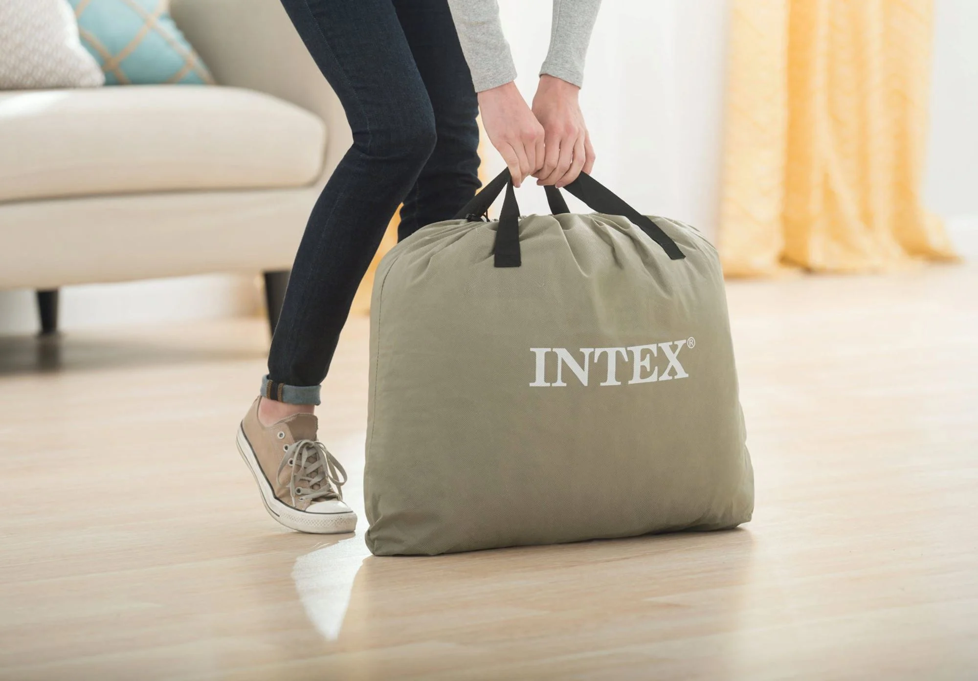 Saltea gonflabila INTEX Velur Pillow,  99x191x42cm cu tetiera si pompa incorporata foto