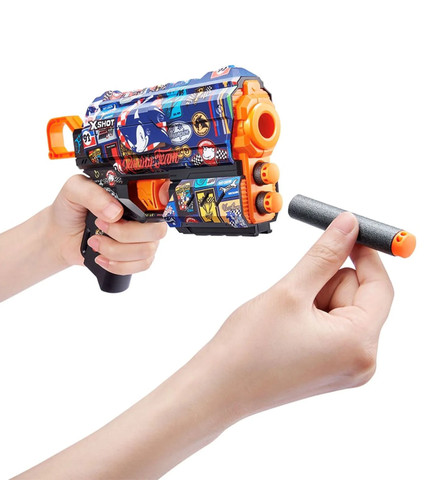 Игрушка для детей X-Shot Пистолет Skins Flux, Sonic, 8 снарядов, S1 foto