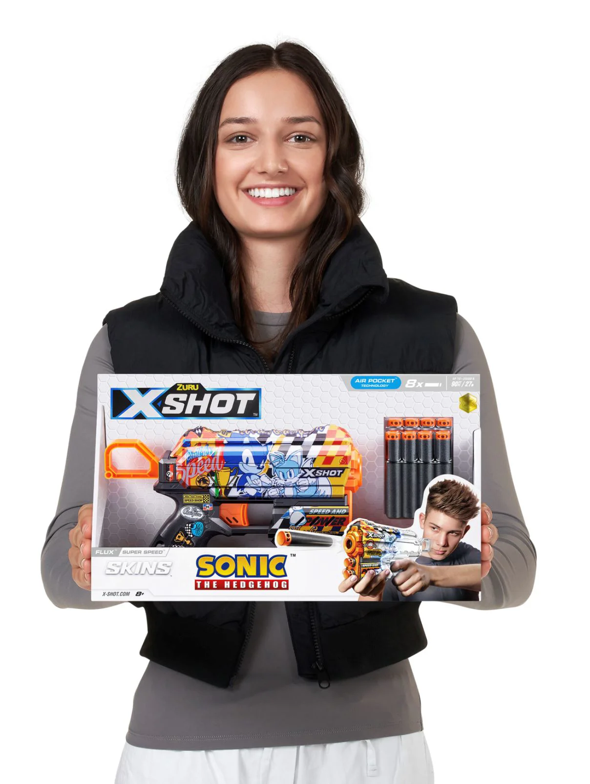 Игрушка для детей X-Shot Пистолет Skins Flux, Sonic, 8 снарядов, S1 foto