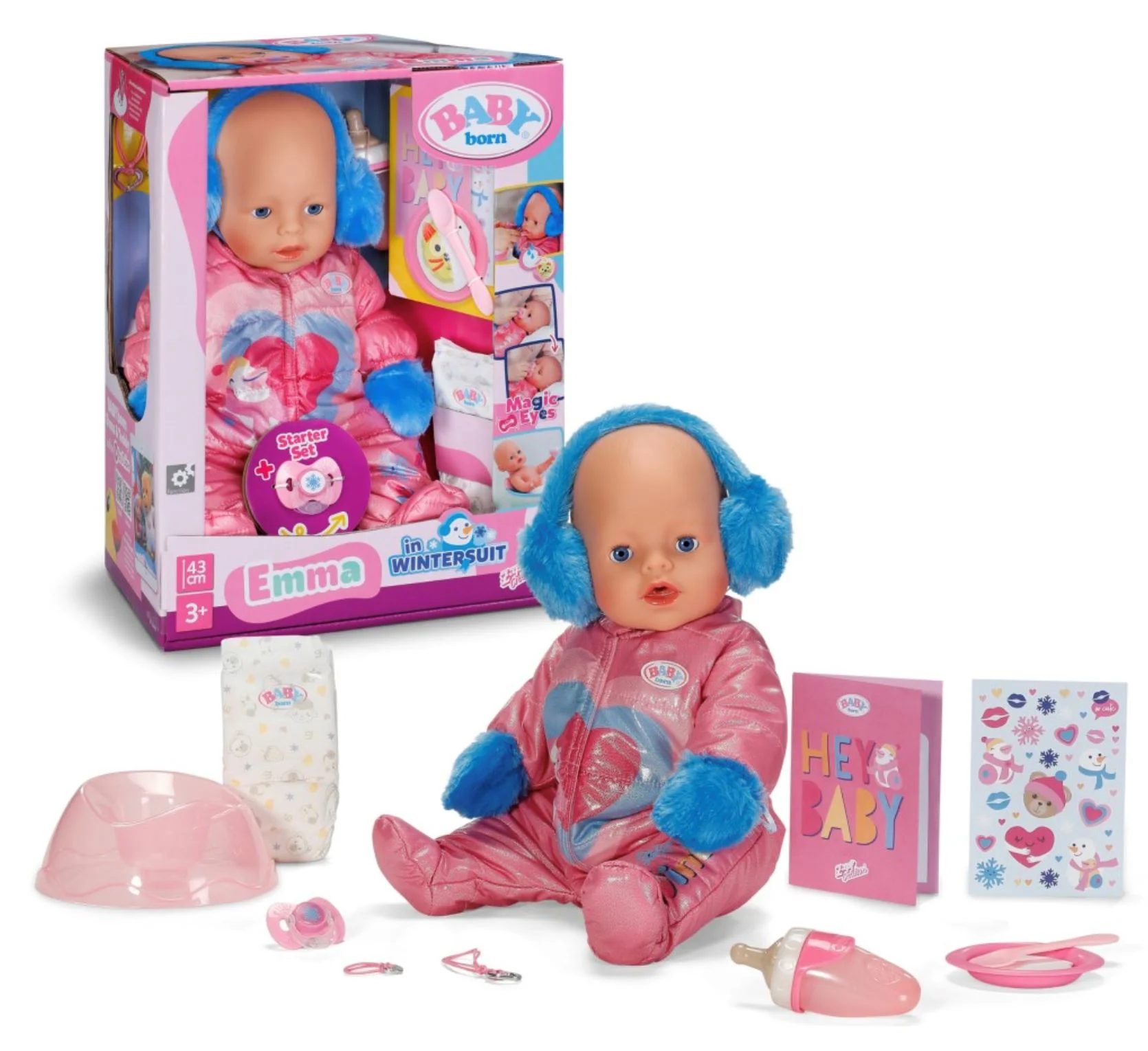 Papusa Baby Born Bebelus Emma in costum de iarna, 43 cm, cu accesorii foto