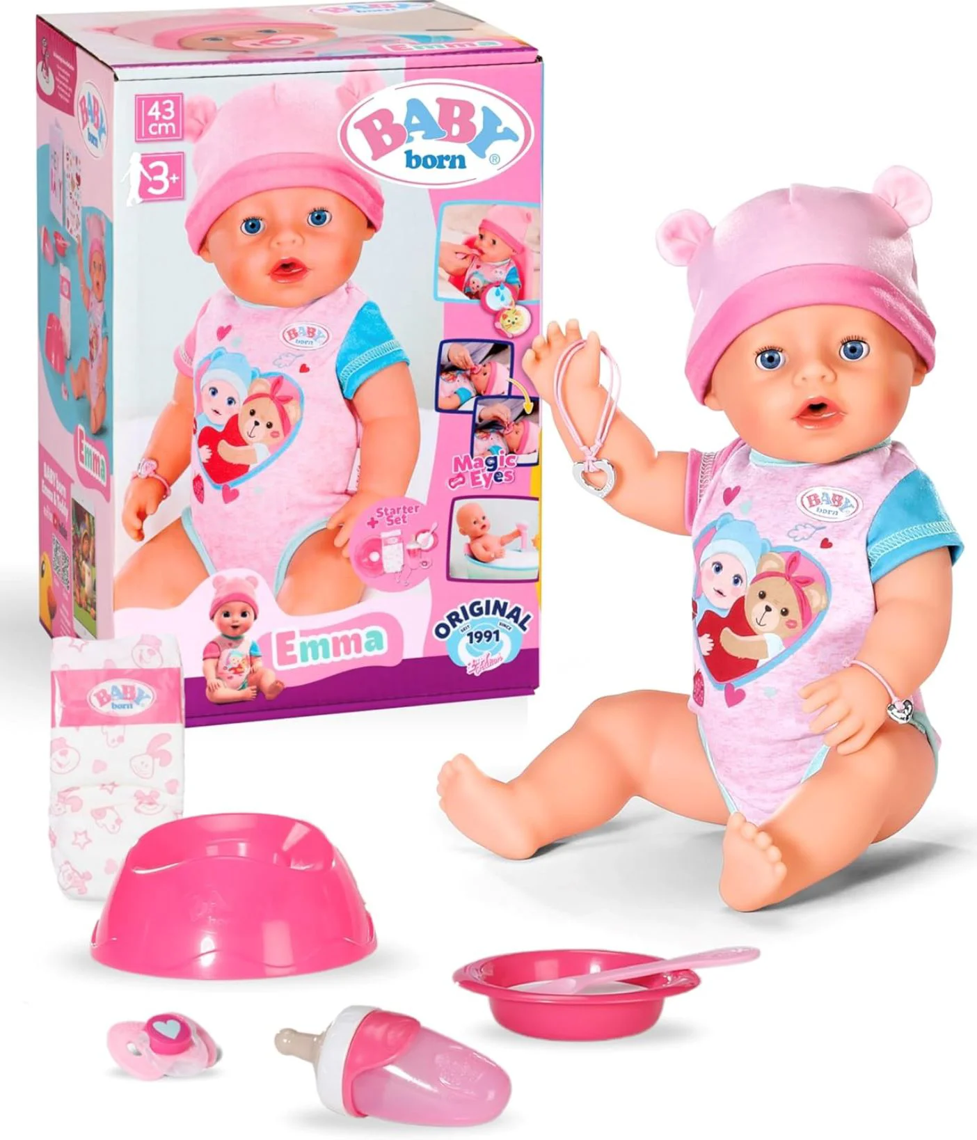 Papusa Baby Born Bebelus Emma, cu functii mecanice, 43 cm foto