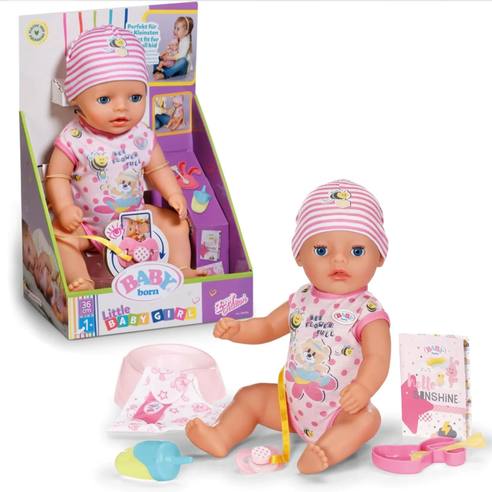 Papusa Baby Born Bebelus Lena cu hainute roz, 36 cm foto