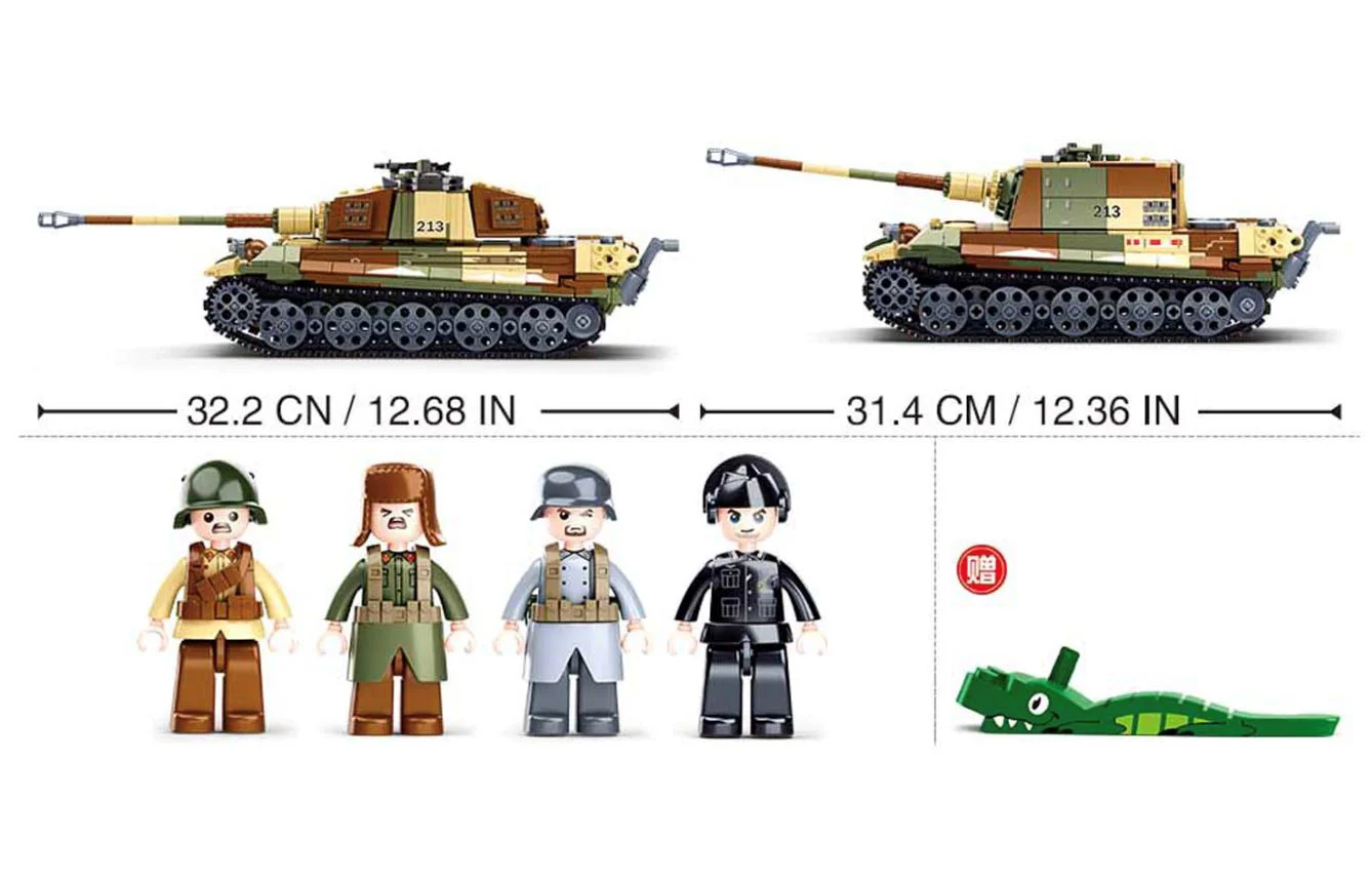 Set de constructie Sluban Tanc 2 in 1, Tigrul Regal, 930 el. foto