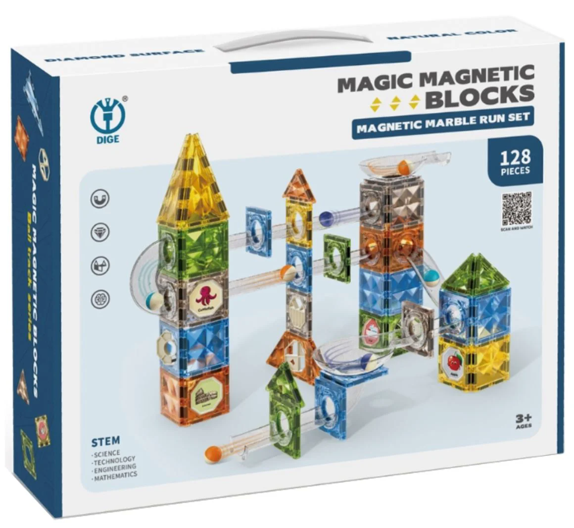 Set de constructie magnetic Dige Traseu cu bile, 128 el. foto
