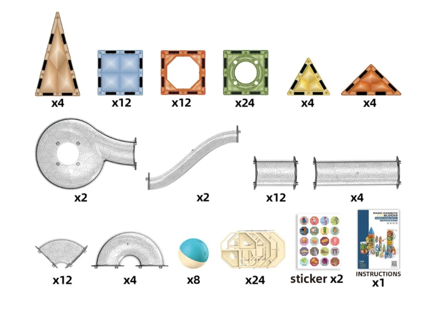 Set de constructie magnetic Dige Traseu cu bile, 128 el. foto
